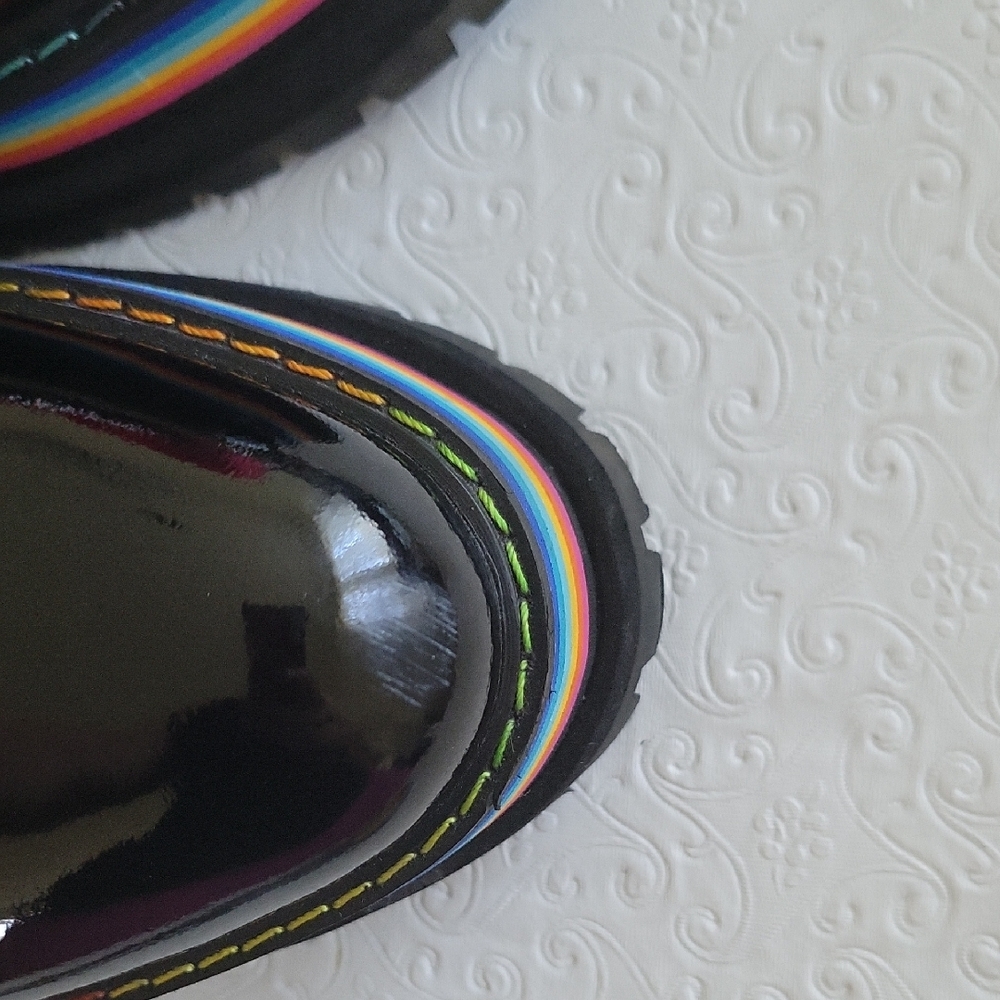Kurt Geiger London Lug Sole Rainbow Platform Black patent Rainbow Sole Sz 39 - Picture 9 of 11